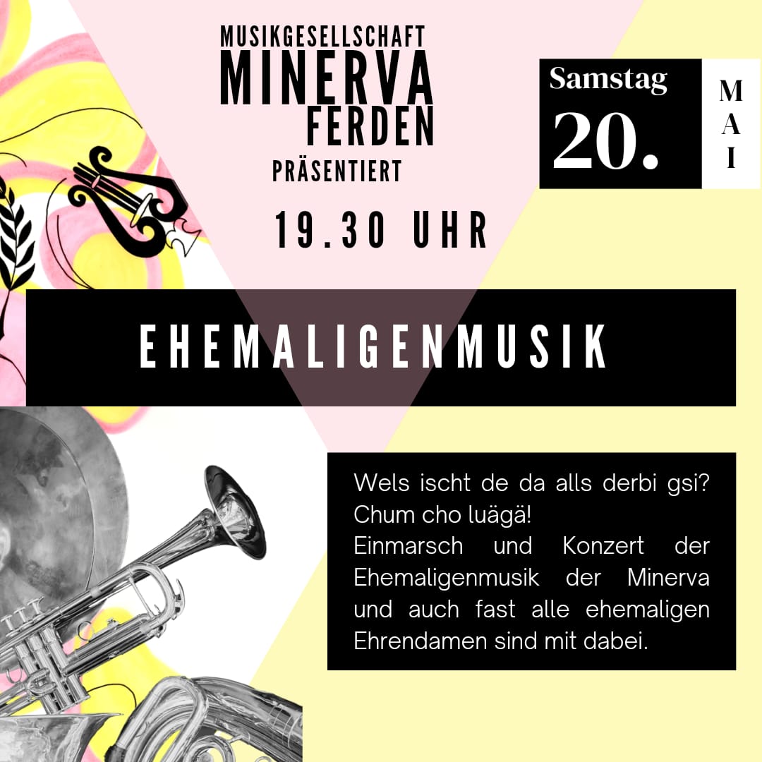 19:30 Uhr - ehemaligenmusik. Einmarsch und Konzert der ehemaligenmusik der Minerva. Und auch fast alle ehemaligen Ehrendamen sind mit dabei.